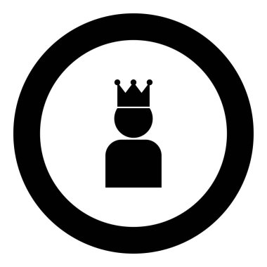 Kral taç simge siyah renkli yuvarlak daire vektör çizim olarak