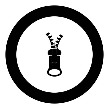 Yuvarlak daire vektör çizim içinde fermuar simge siyah renk terzi