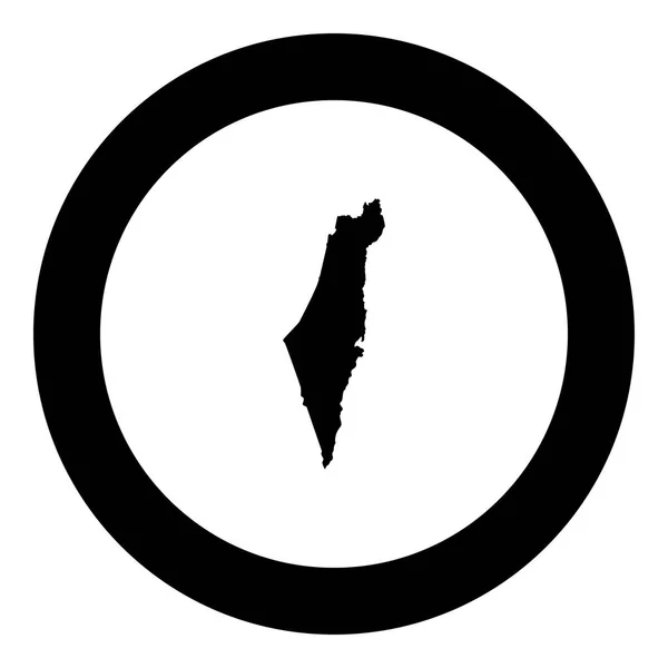 地图以色列图标黑色在圆圆向量例证 — 图库矢量图片