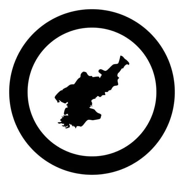北朝鲜图标黑色在圆圆矢量图中的映射 — 图库矢量图片