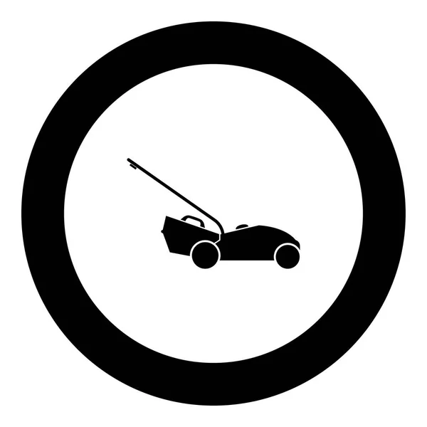 Lawn Mower Icon Black Color Circle Vector Illustration — Stock Vector