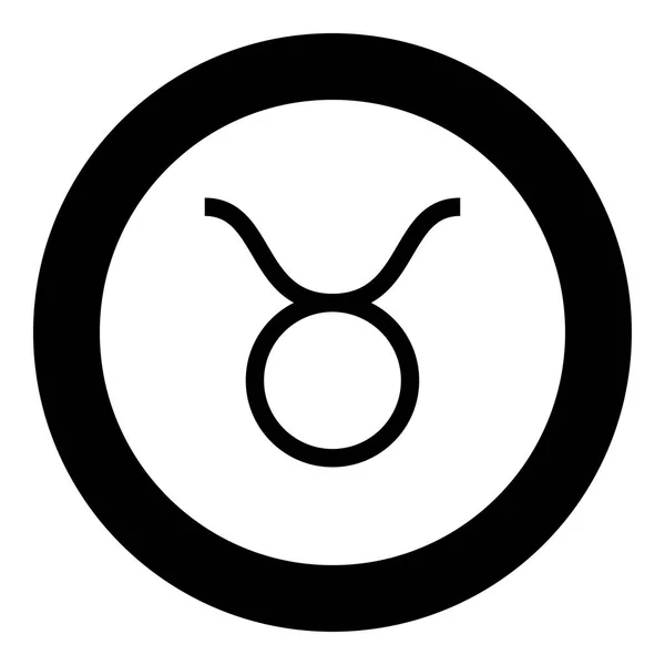 Taurus Symbool Pictogram Zwarte Kleur Ronde Cirkel Vectorillustratie — Stockvector