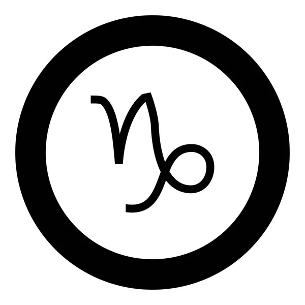 Capricornio Símbolo Zodiaco Icono Color Negro Círculo Redondo Vector Ilustración — Vector de stock