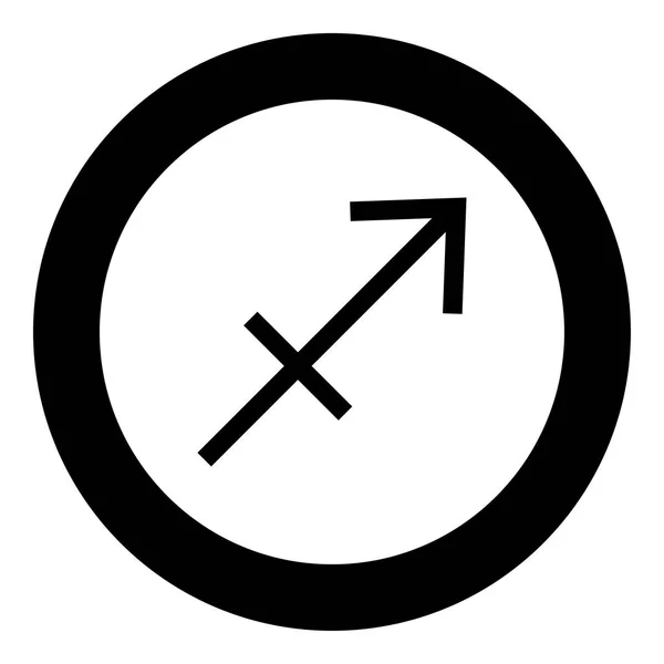 Символ Стрельца Символизирует Зодиак Черный Цвет Векторной Иллюстрации Круглого Круга — стоковый вектор