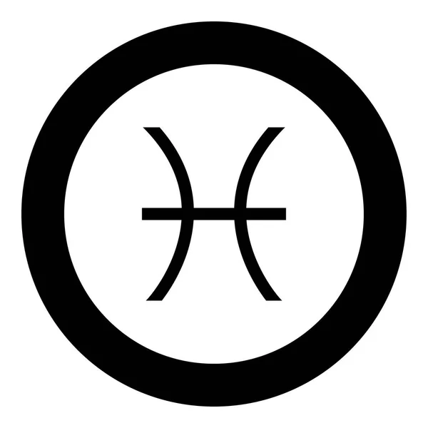 Piscis Símbolo Zodiaco Icono Color Negro Círculo Redondo Vector Ilustración — Vector de stock
