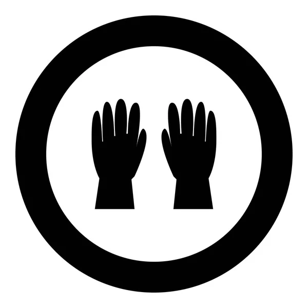 Werk Handschoenen Pictogram Zwarte Kleur Ronde Cirkel Vectorillustratie — Stockvector