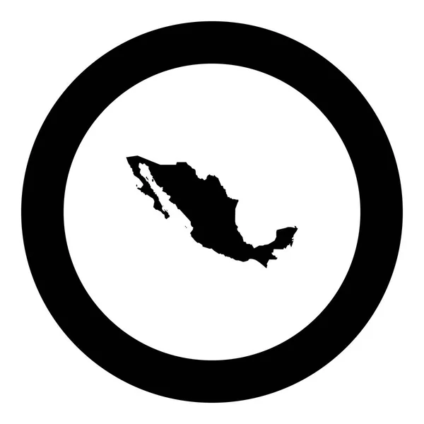 Mapa México Icono Color Negro Círculo Redondo Vector Ilustración — Archivo Imágenes Vectoriales