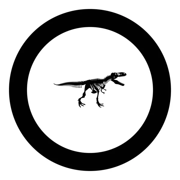 恐龙骨架 雷克斯图标黑色在圆圆向量例证 — 图库矢量图片