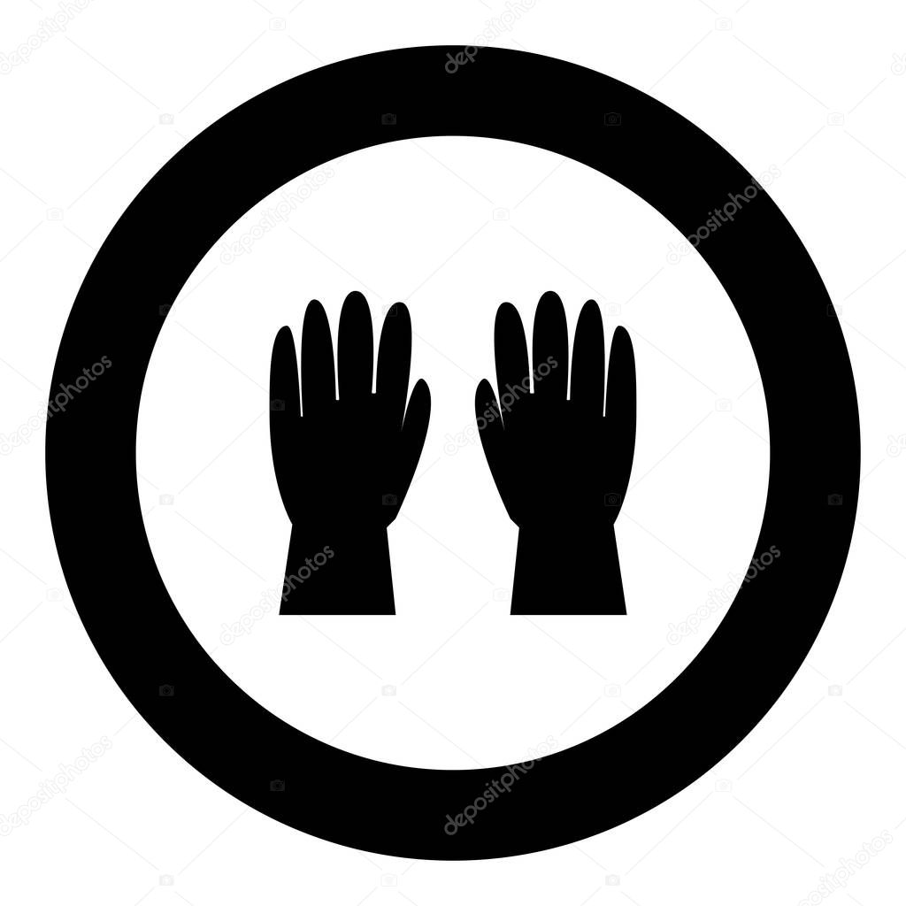 Working gloves icon black color in round circle vector illustration