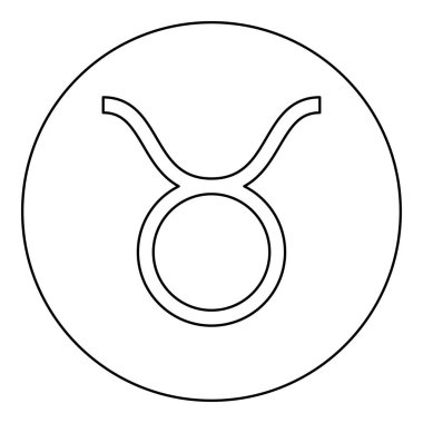 Toros sembol simge siyah renkli yuvarlak daire Anahat vektör çizim