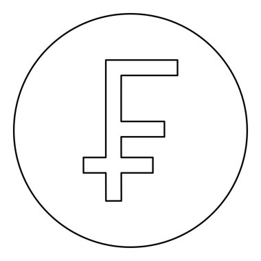 Frangı sembol simge siyah renkli yuvarlak daire Anahat vektör çizim