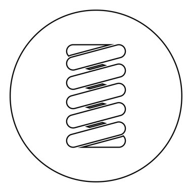 Bahar bobin simgesi siyah renkte yuvarlak daire Anahat vektör çizim