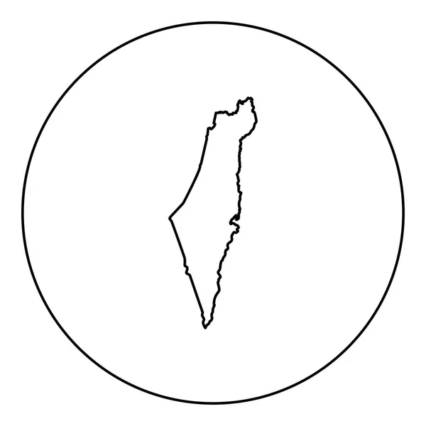 Χάρτης Του Ισραήλ Εικονίδιο Μαύρου Χρώματος Στρογγυλός Κύκλος Περίγραμμα Διανυσματικά — Διανυσματικό Αρχείο