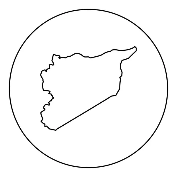 Mappa Della Siria Icona Colore Nero Cerchio Rotondo Contorno Vettoriale — Vettoriale Stock