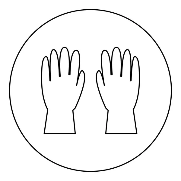 Черный Цвет Рабочих Перчаток Векторной Иллюстрации Круглого Круга — стоковый вектор
