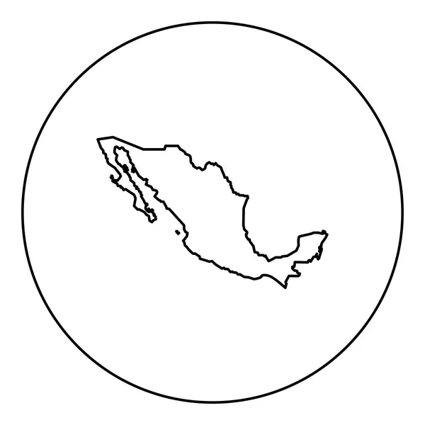Χάρτης Μεξικού Εικονίδιο Μαύρο Χρώμα Στρογγυλός Κύκλος Περίγραμμα Διανυσματικά Εικονογράφηση — Διανυσματικό Αρχείο