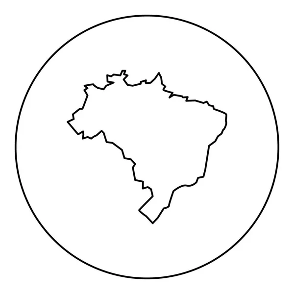 丸いアウトライン ベクトル図でブラジル アイコン黒い色の地図 — ストックベクタ
