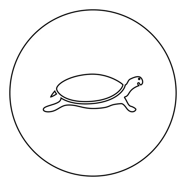 Tortoise Turtle Icon Black Color Circle Outline Vector Illustration — Stock Vector