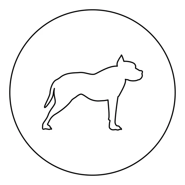 Pit Bull Terrier Icono Color Negro Círculo Redondo Esquema Vector — Vector de stock