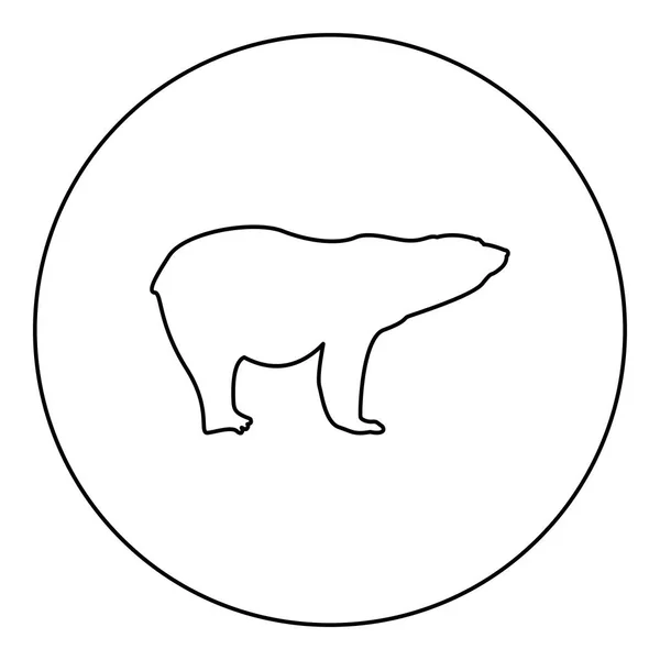 Polar Bear Icon Black Color Circle Outline Vector Illustration — Stock Vector