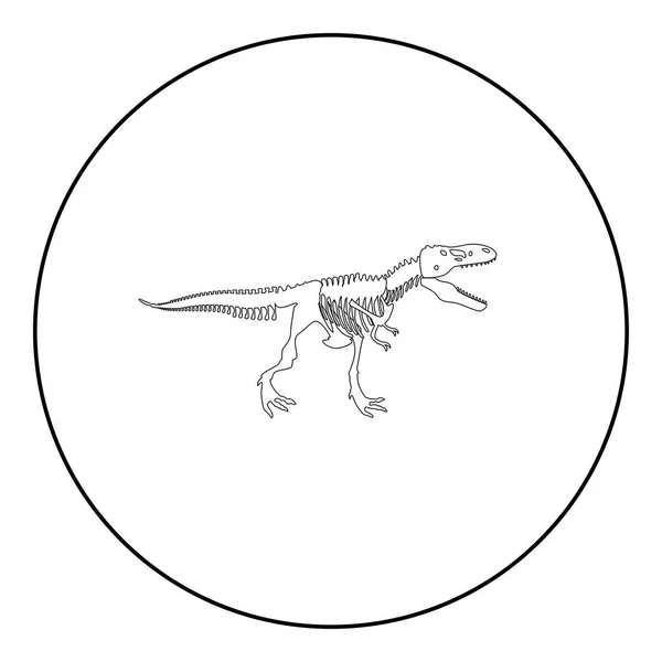 恐龙骨架 雷克斯图标黑色圆形轮廓矢量图 — 图库矢量图片
