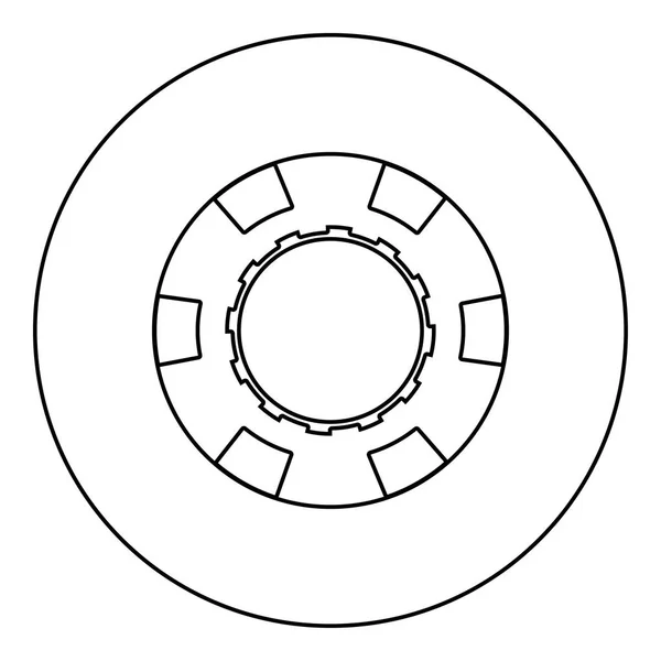 Καζίνο Τσιπ Εικονίδιο Μαύρο Χρώμα Στρογγυλός Κύκλος Περίγραμμα Διανυσματικά Εικονογράφηση — Διανυσματικό Αρχείο