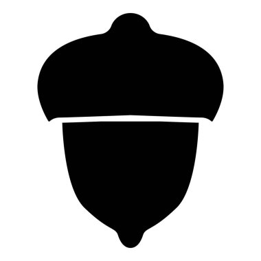 Meşe palamudu orman somun simge siyah renk vektör düz stil basit görüntü illüstrasyon