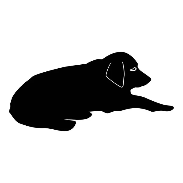 Dog Lie Street Pet Lying Ground Relaxed Doggy Icon Black — Stock Vector