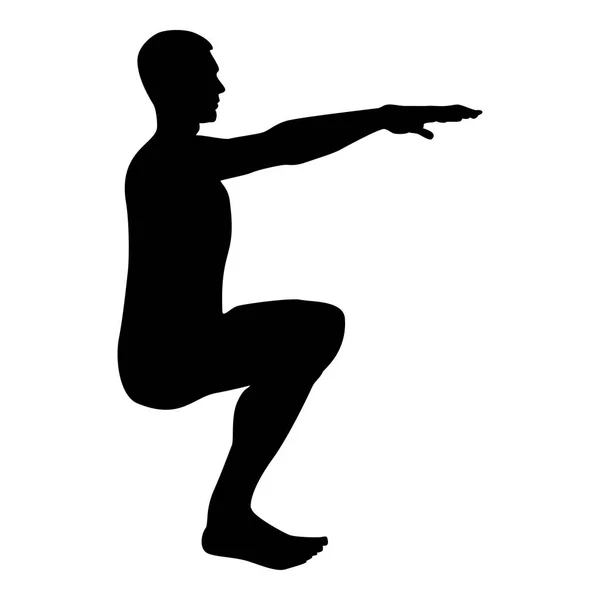 Crouching Man Melakukan Latihan Berjongkok Sport Action Laki Laki Workout - Stok Vektor