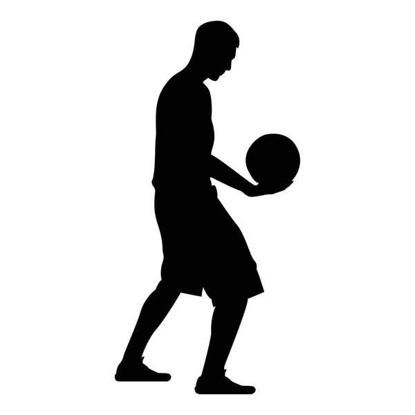 Baloncesto Jugador Sosteniendo Pelota Hombre Sosteniendo Icono Silueta Baloncesto Vector — Vector de stock