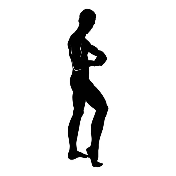 摆出健美运动员剪影健美概念图标黑色颜色矢量插图平面风格简单的图像 — 图库矢量图片
