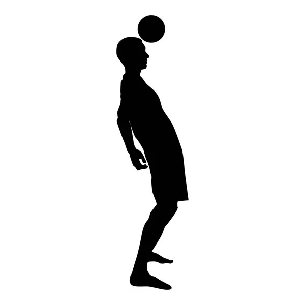 Joueur Football Frappant Tête Balle Silhouette Tête Icône Tête Vecteur — Image vectorielle