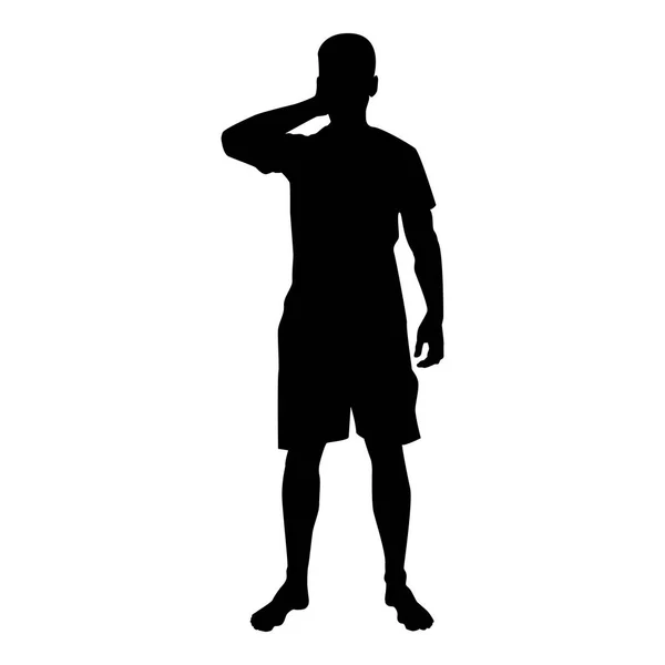 Man Closing His Eyes His Hands Silhouette Front View Icon — Stock Vector