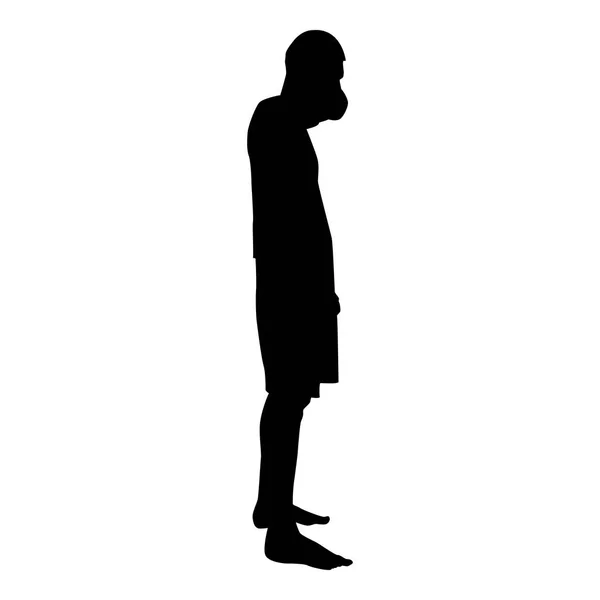 Homme Couvrant Bouche Silhouette Concept Bouche Fermée Choc Douleur Icône — Image vectorielle