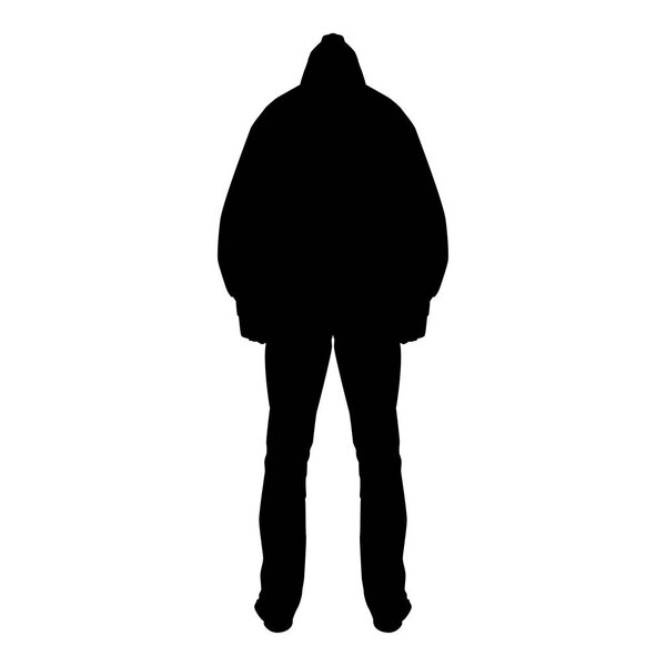 Человек в концепции капота опасность силуэт обратной стороны значок черный цвет вектор иллюстрации плоский стиль простое изображение
