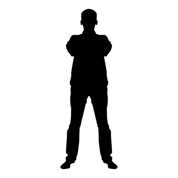 Confident Man Crossed His Arms Business Man Silhouette Concept Front — Stock Vector