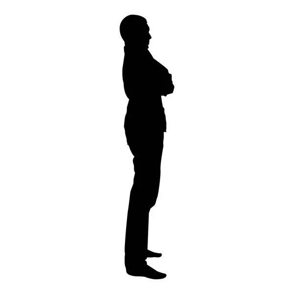 Confident Man Crossed His Arms Business Man Silhouette Concept Side — Stock Vector