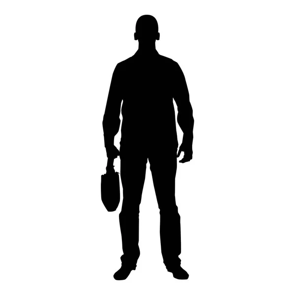 Businessman Briefcase Man Business Bag His Hand Silhouesse Front View — Stock Vector