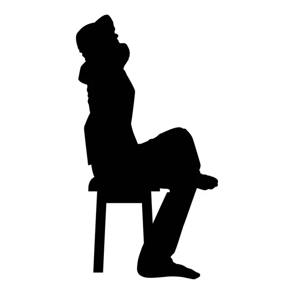 Man Sitting Pose Hands Behinds Head Young Man Sits Chair — Stock Vector