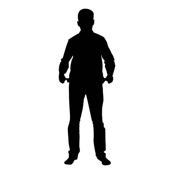 Man Took Out His Empty Pockets Businessman Has Money Silhouette — Stock Vector