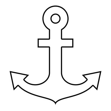 Çapa deniz deniz tasarım simge siyah renk vektör çizim düz stil basit resim anahat için gemi