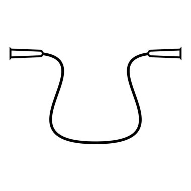 İp atlama egzersiz atlama ipi spor fitness simge siyah renk vektör çizim düz stil basit resim anahat için için