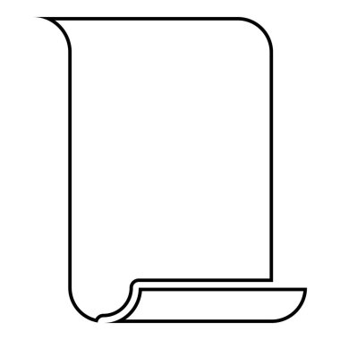 Kağıt papirüs eski kaydırma kağıt önemli belge şablon simgesi siyah renk vektör çizim düz stil basit resim anahat için parşömen ile