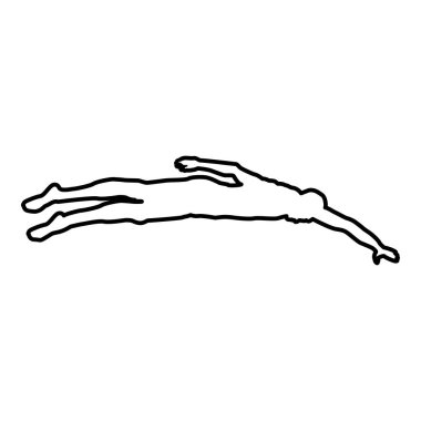 Sporcu adam yüzme gezinme siluet simge siyah renk vektör çizim düz stil basit resim anahat yüzen