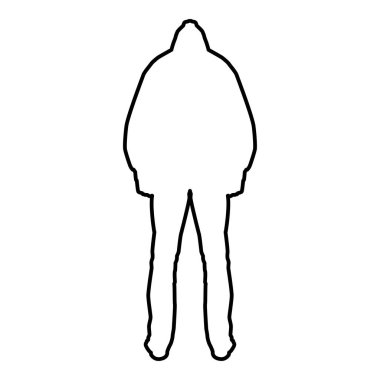 Adam hood kavramı tehlike siluet arka yüzü simge siyah renk vektör çizim düz stil basit resim anahat