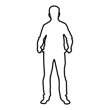 Adam aldı işadamı yok boş ceplerini para siluet kavramı simge siyah renk vektör çizim düz stil basit resim anahat