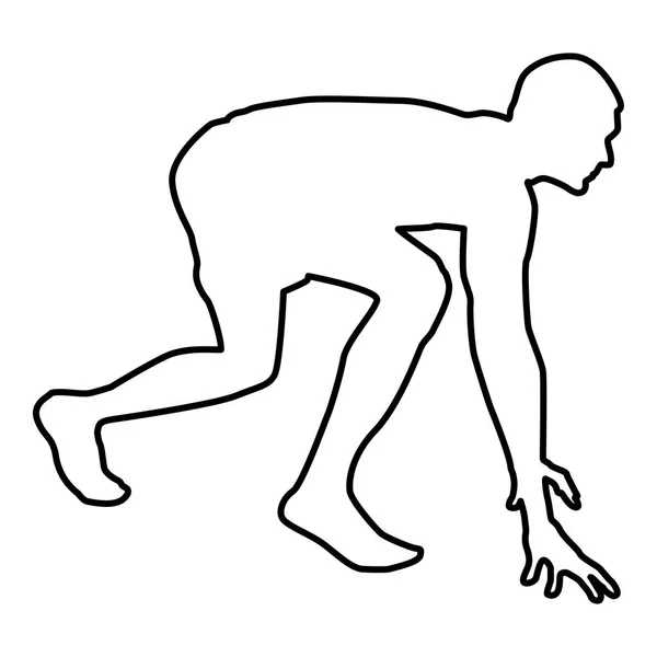 Runner Prêt Commencer Courir Commencez Courir Runner Posture Prête Sprint — Image vectorielle