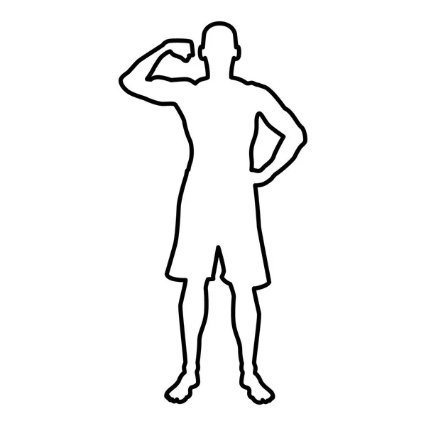 Testépítő Bicepsz Izmok Testépítő Sport Koncepció Silhouette Elülső Kilátás Ikon — Stock Vector