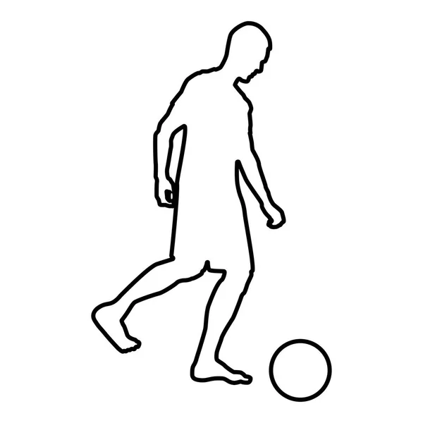 Man Kicks Ball Silhouette Soccer Player Kicking Ball Side View — Stock Vector