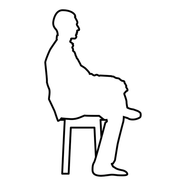 Homem Sentado Pose Jovem Homem Senta Uma Cadeira Com Sua — Vetor de Stock
